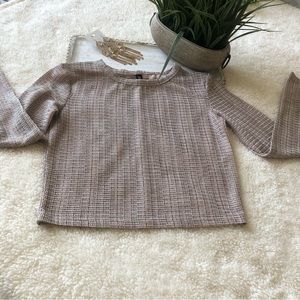 Zara Taupe and silver metallic crop top SZ S